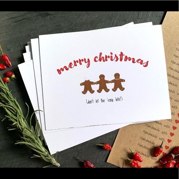 🦄 Covid Christmas cards — set of 10, handcrafted - Picture 1 of 9